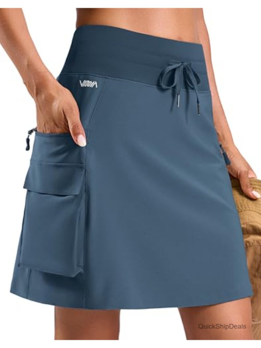 Women's Hiking Cargo Skort Knee Length 6 Pockets Athletic Skort with Lining